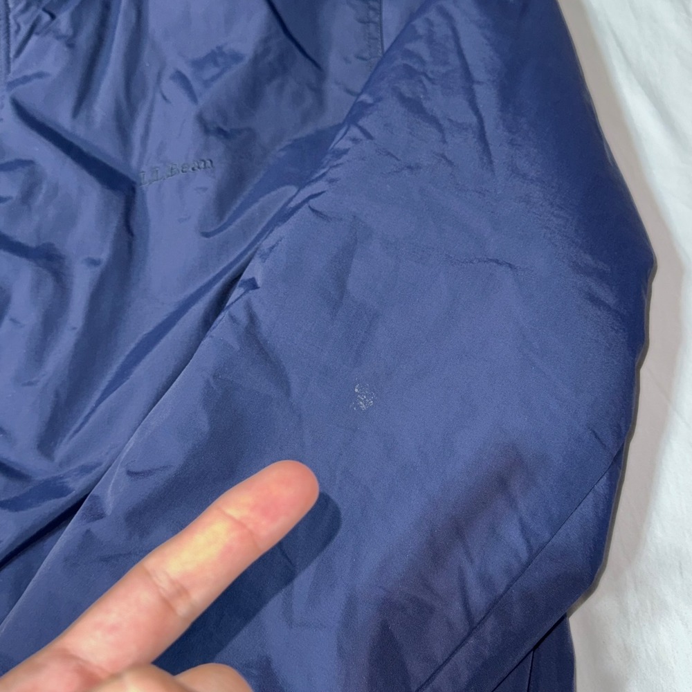 LL Bean Warm-Up Jacket Mens XL Navy Blue Fleece Lined Nylon Bomber Pocket 205107 - Picture 8 of 10